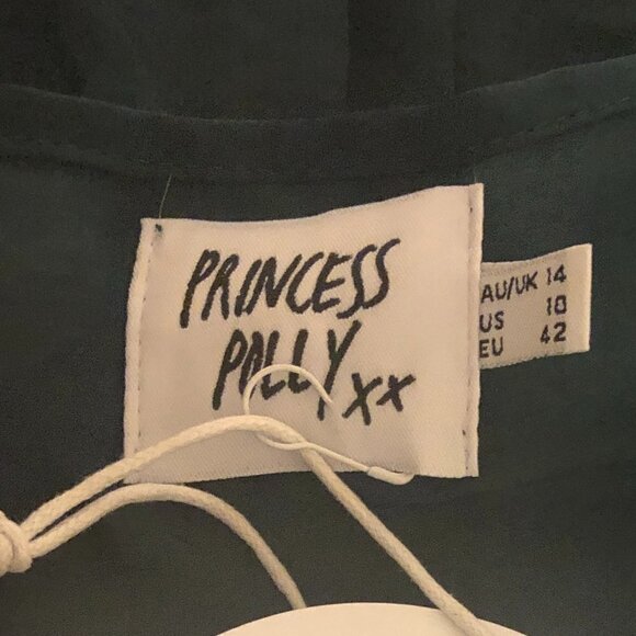 PRINCESS POLLY Randi Dress Women's Size 10 Teal Mini Ruffles Long Sleeves NWT - Picture 10 of 14